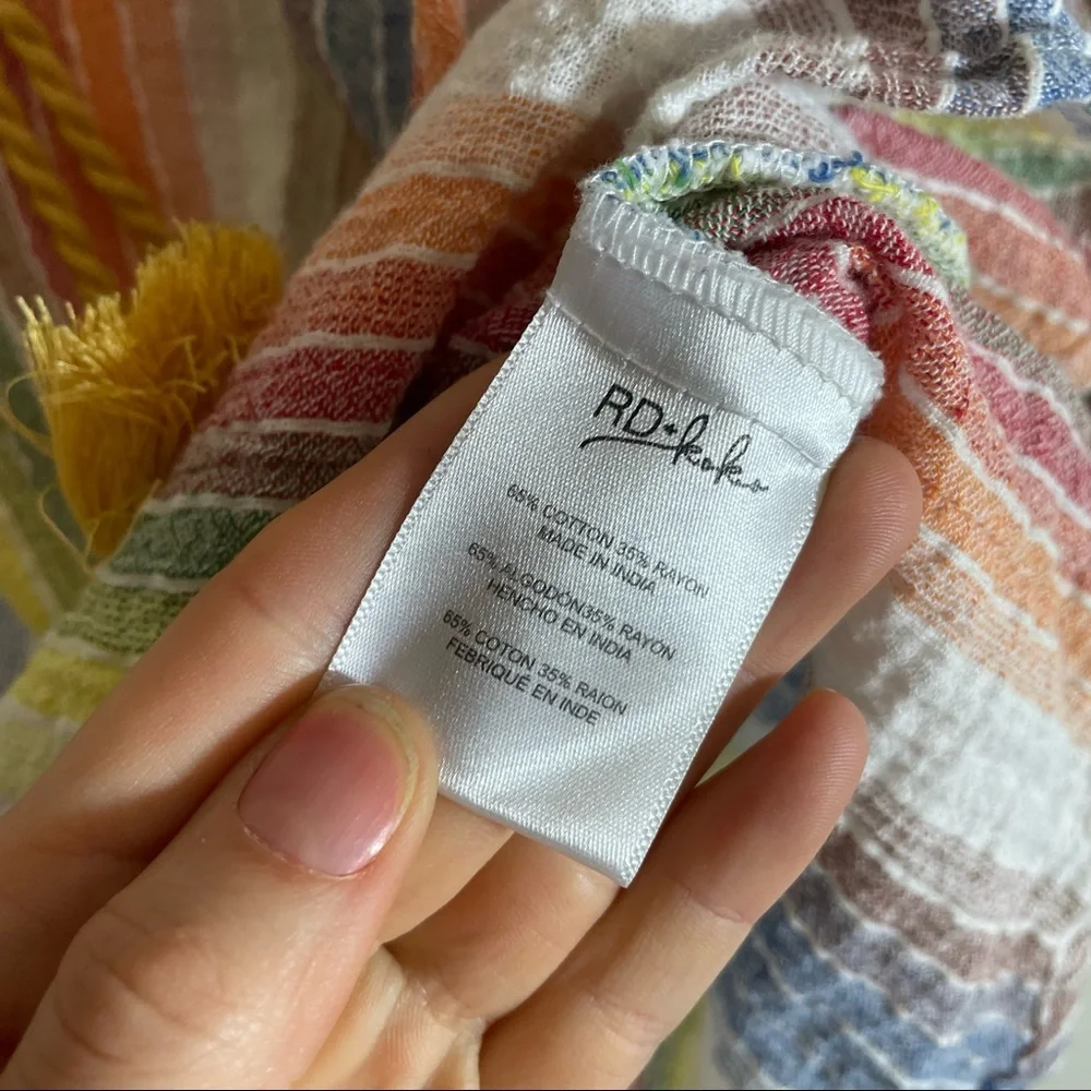 Anthropologie RD + KoKo Rainbow cotton Rayon Summer Blouse - Picture 4 of 9